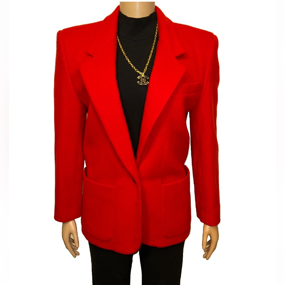 Vintage 90s John Meyer Blazer Pure Wool Red single Breasted Size 8